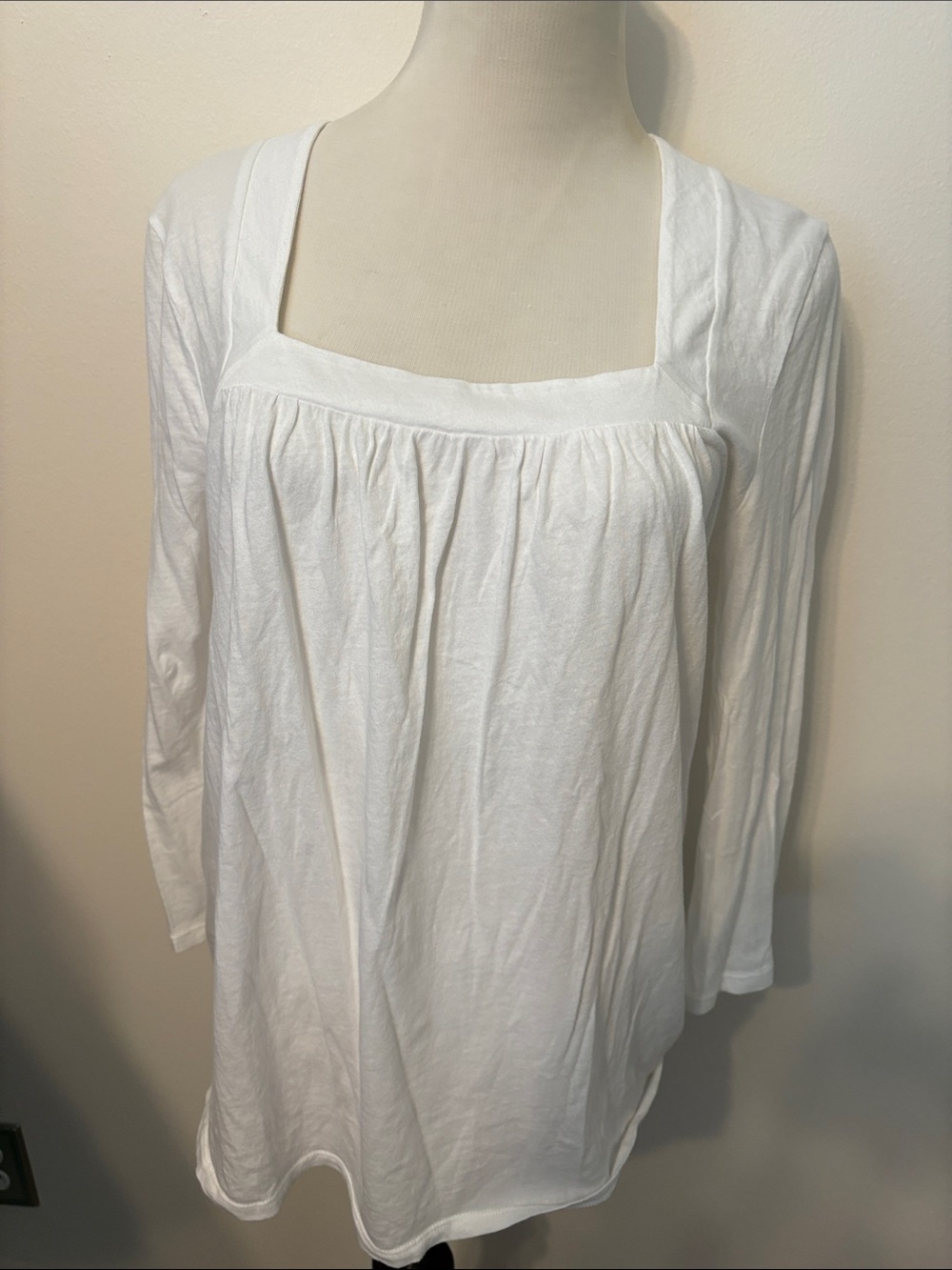 J. Crew White Square-Neck Long Sleeve Tunic